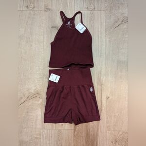 Free People SET - Happiness Runs Crop Tank + Good Karma Running Shorts